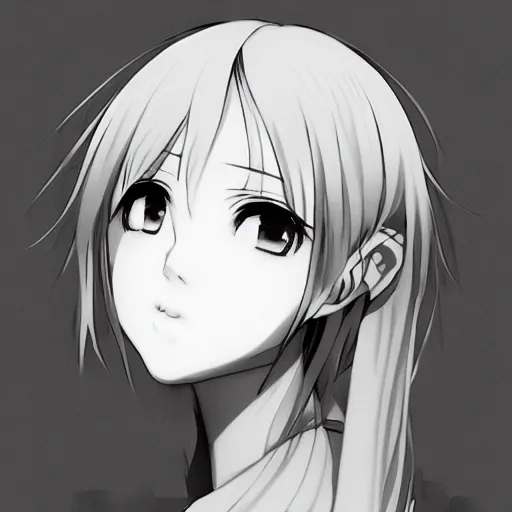 Image similar to bust portrait of a pretty young anime woman, drawn by WLOP, black and white anime manga panel, trending on artstation