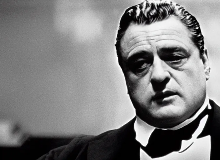 Image similar to film still of John Goodman as Vito Corleone in The Godfather 1972