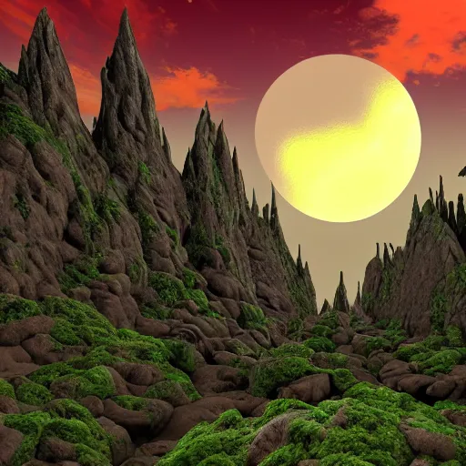 Image similar to 3 d nightmare dream horrifying landscape emulator