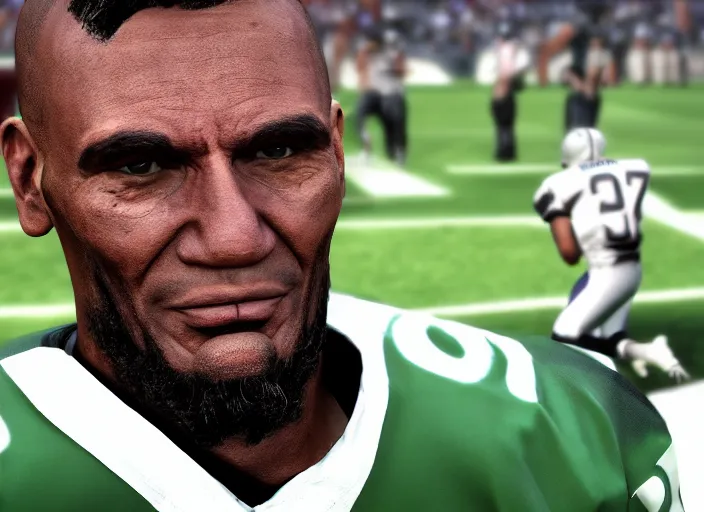 Prompt: facial portrait of a football player on the sidelines, cornerback abraham lincoln, 4 8 years old, reddit contest winner, madden 2 1, ps 4, character design