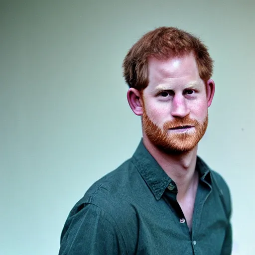 Image similar to color 35mm film still of Prince Harry, figure portrait