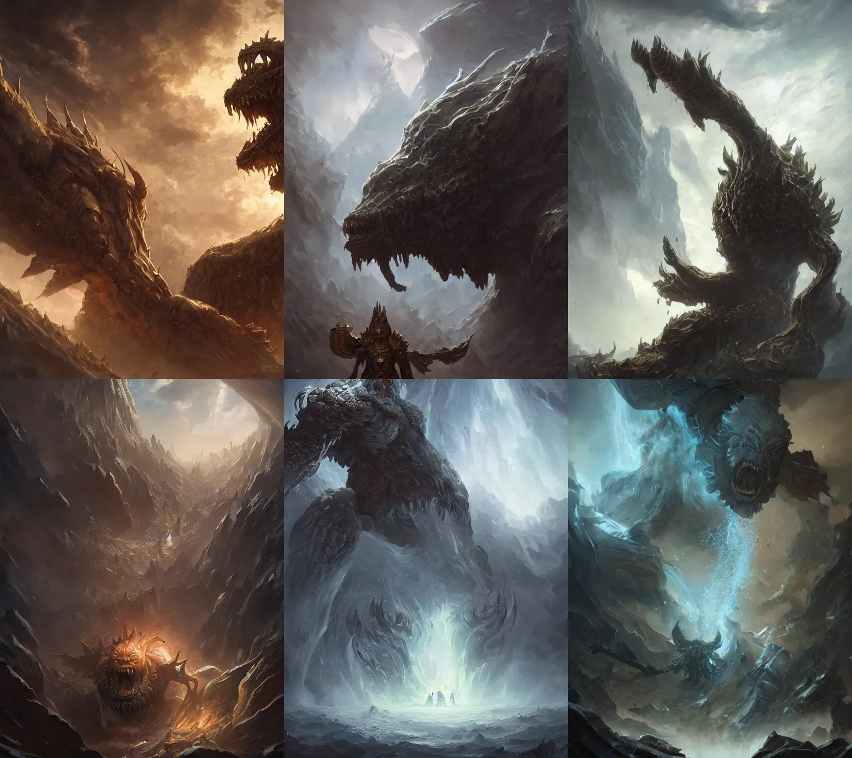 Prompt: A massive celestial giant monster, detailed face and body, dungeons and dragons, magic the gathering, by Mateusz Ozminski, Alejandro Olmedo art, Diego Gisbert Llorens, Greg Rutkowski, amazing detail, low angle, masterpiece, cinematic, dramatic, dramatic lighting