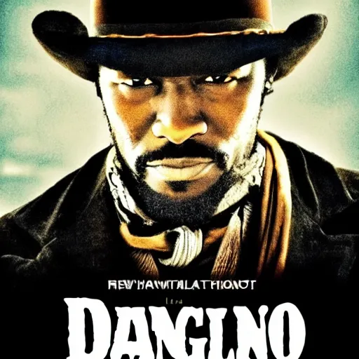 Image similar to a new movie poster for django unchained with the text djando unchained