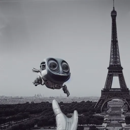 Image similar to Aliens visiting the Eiffel Tower, sci-fi, futuristic