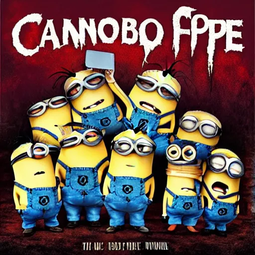 Image similar to cannibal corpse album cover with minions