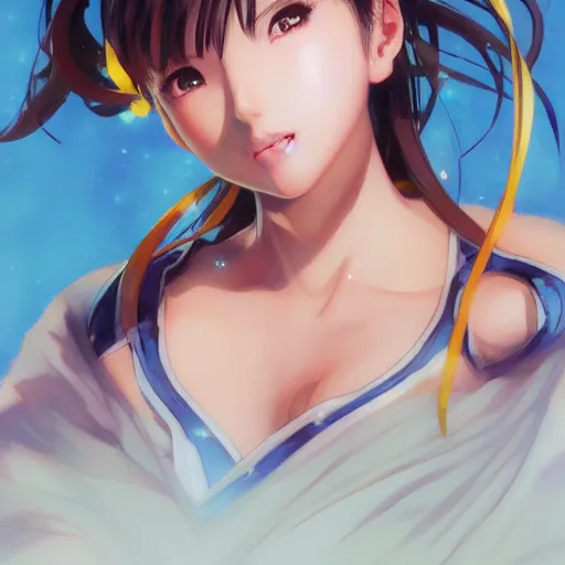 Prompt: A beautiful semi realistic anime portrait of Chun li half body by Stanley Artgerm Lau, WLOP, Rossdraws, James Jean, Andrei Riabovitchev, Marc Simonetti, and Sakimichan, tranding on artstation, WLOP, rossdraws, Logan Cure, Mingchen Shen, BangkuART, sakimichan, yan gisuka, JeonSeok Lee, zeronis, Chengwei tranding on artstation