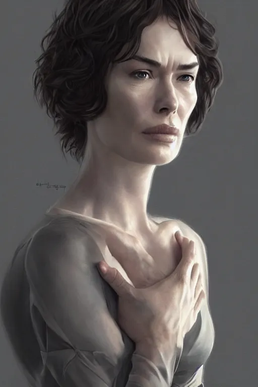 Prompt: lena headey, anatomy, only two hands, highly detailed, digital painting, artstation, concept art, smooth, sharp focus, illustration, unreal engine 5, 8 k, art by art by artgerm and greg rutkowski and edgar maxence