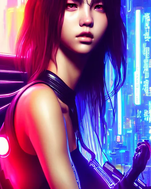 Prompt: beautiful digital painting of lalisa with high detail, ( cyberpunk 2 0 7 7, bladerunner 2 0 4 9 ) 8 k, stunning detail, photo by artgerm, greg rutkowski and alphonse mucha, unreal engine 5, 4 k uhd