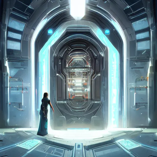 Prompt: a giant vault door, elegant digital illustration by greg rutkowski, highly detailed, cyberpunk, android netrunner