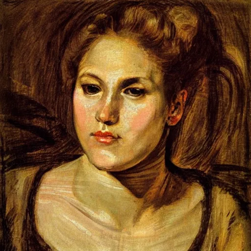 Prompt: sketch study of portrait of woman by tintoretto