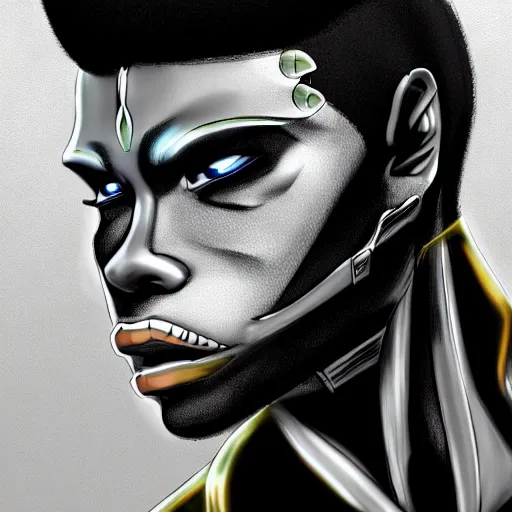 Image similar to black male cyborg profile body modifications hd anime art by one