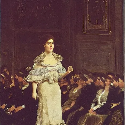 Prompt: actress stepping onto the stage by alfred stevens