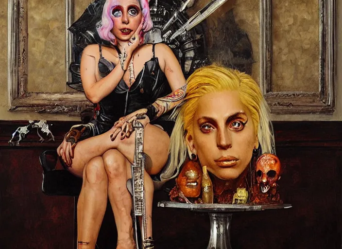 Image similar to lady gaga painting carved in amber by chiara bautista and norman rockwell and greg rutkowski weta studio