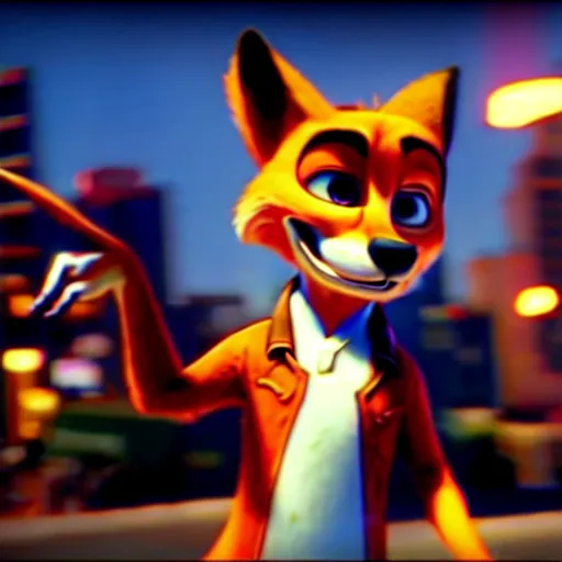 Image similar to nick wilde as max payne 3 set in gritty neo - noir zootopia