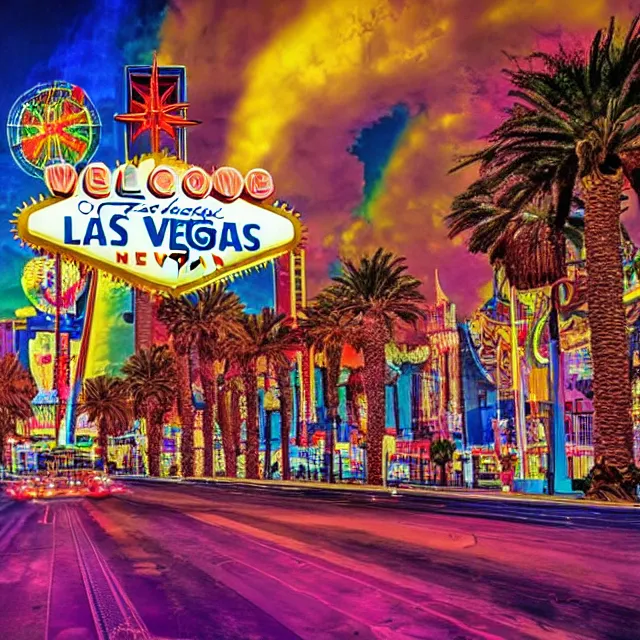 Prompt: Las Vegas Strip on an Acid Trip