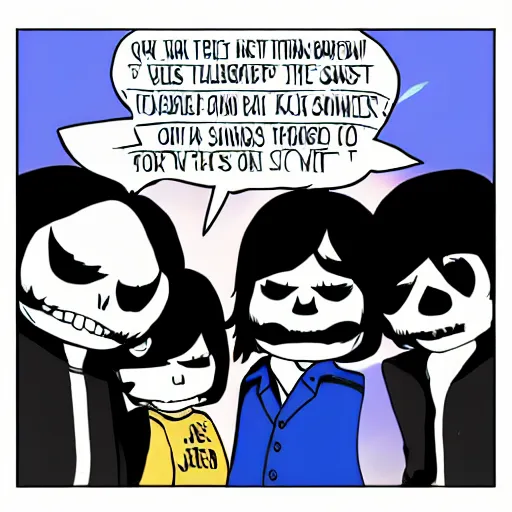 Image similar to sans undertale with the beatles