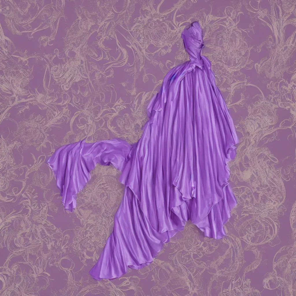 Image similar to purple dress in the style of rococo ，Victorian era，jellyfish element，dreamy, soft ,Backlight ,luminescence，highly detailed,8k