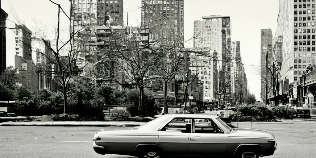 Image similar to new york city car, photography by william eggleston and stephen shore en 1 9 6 8