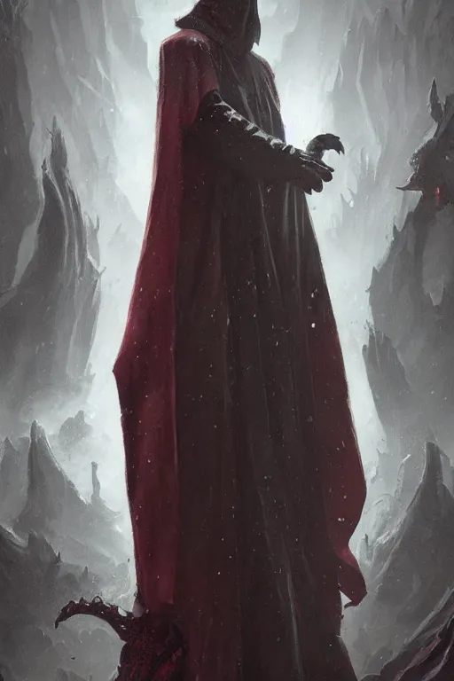 concept art of a cultist in dark robes, lovecraftian