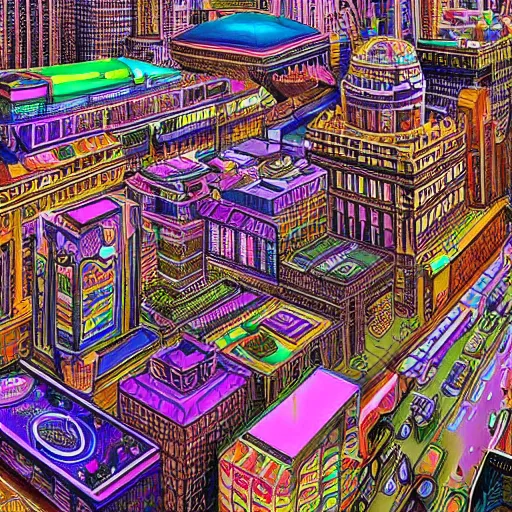 Image similar to beautiful psychedelic cityscape intricate detailed maximalist hyperrealism by siconolfini 8 k greg rutowski artstation