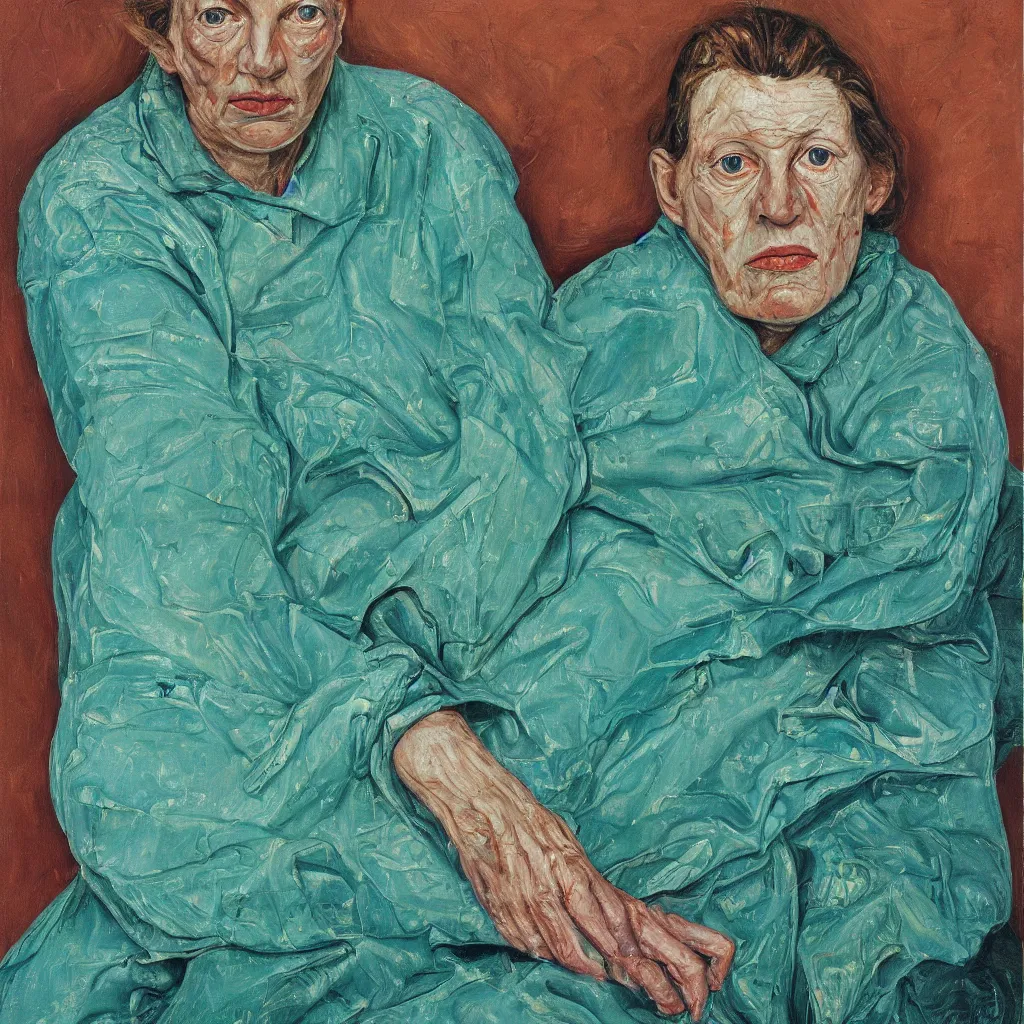 Image similar to high quality high detail painting by lucian freud, jenny savile, turquoise, hd