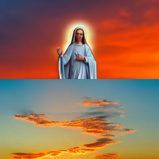 Image similar to virgin mary in form of sunset clouds