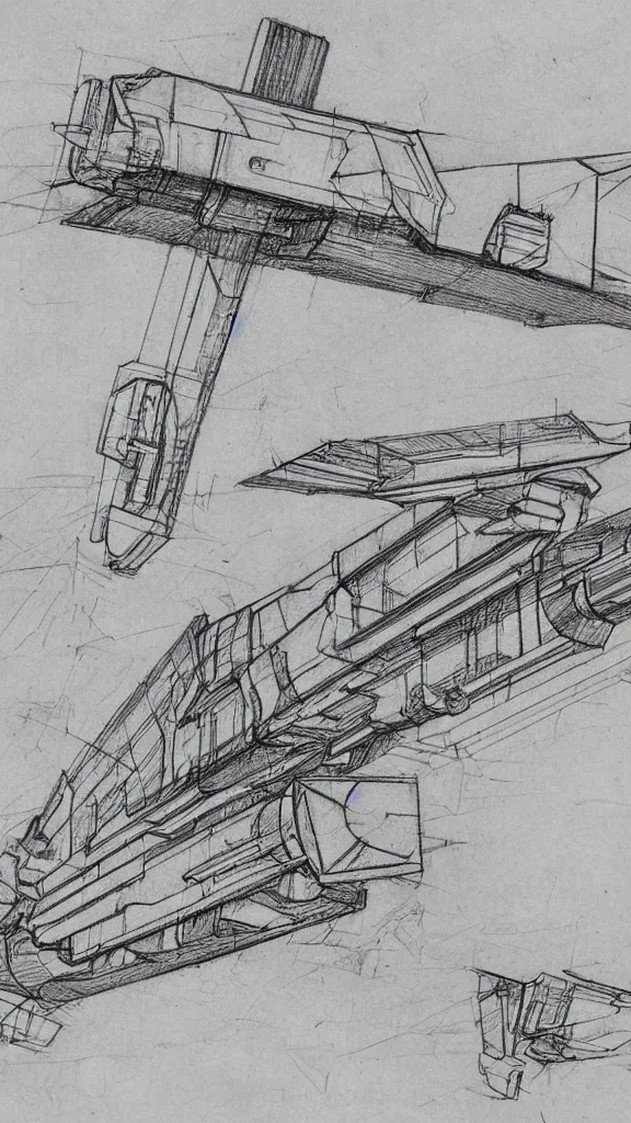 Image similar to Leonardo da Vinci sketch of a futuristic railgun, pencil sketch, schematics