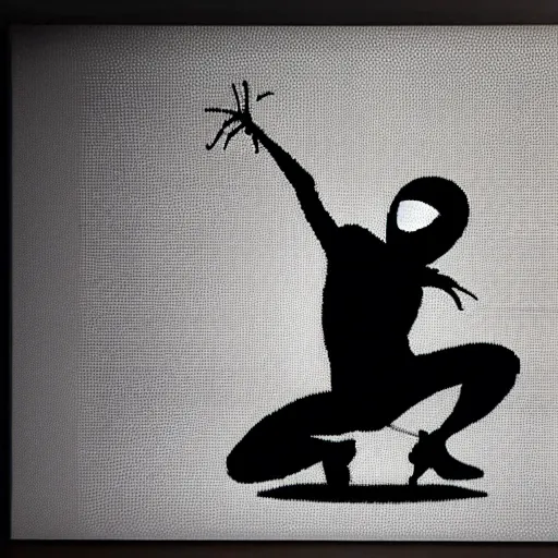 Image similar to spiderman silk screen banksy, 8 k, studio lighting