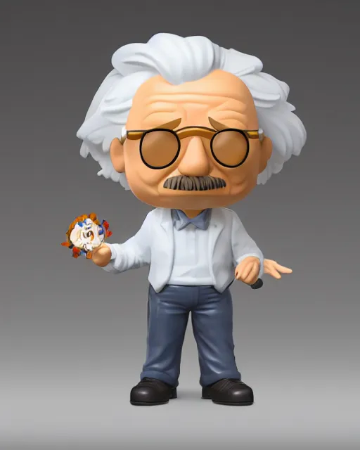 Image similar to full body of albert einstein as a funko pop!, four, studio lighting, white background, single body, no shadow, blender, trending on artstation, 8 k, highly detailed