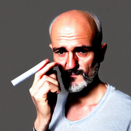 Image similar to very accurate photo, very coherent image, hyper realistic photo of a man holding a cigarette in a hand, by Omar Reda, Tim Booth, award-winning shot