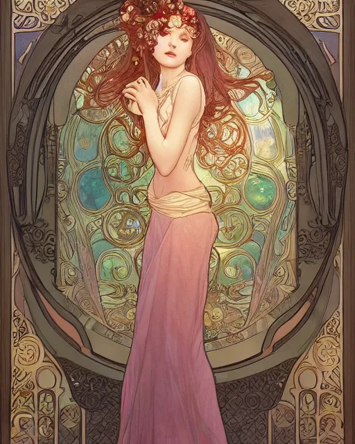 Image similar to romance | highly detailed | very intricate | art nouveau | gold filigree | romantic storybook fantasy | soft cinematic lighting | award - winning | disney concept art watercolor illustration by mandy jurgens and alphonse mucha and alena aenami | pastel color palette | featured on artstation