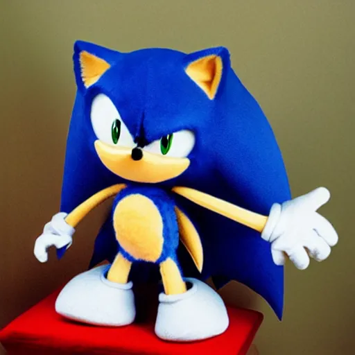 Prompt: plush sonic, 1999 photo