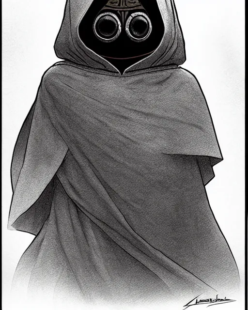 Image similar to jawa from star wars, character portrait, portrait, close up, concept art, intricate details, highly detailed by moebius
