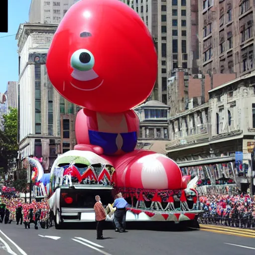 Image similar to a Macy’s Parade balloon of Bill Clinton