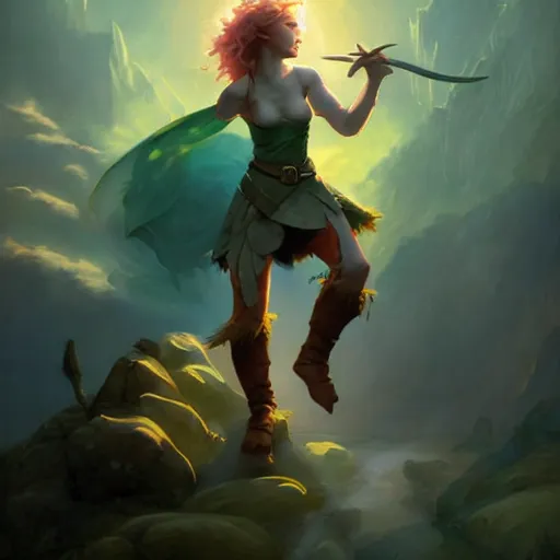 Image similar to a female fantasy halfling hobbit fistfighter, speaking to her glowing goddess of mist and light, detailed dynamic light painting by peter mohrbacher and albrecht anker