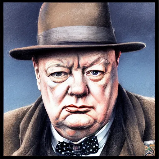 Image similar to highly detailed portrait, winston churchill, in gta v, stephen bliss, unreal engine, fantasy art by greg rutkowski, loish, rhads, ferdinand knab, makoto shinkai and lois van baarle, ilya kuvshinov, rossdraws, tom bagshaw, global illumination, radiant light, detailed and intricate environment