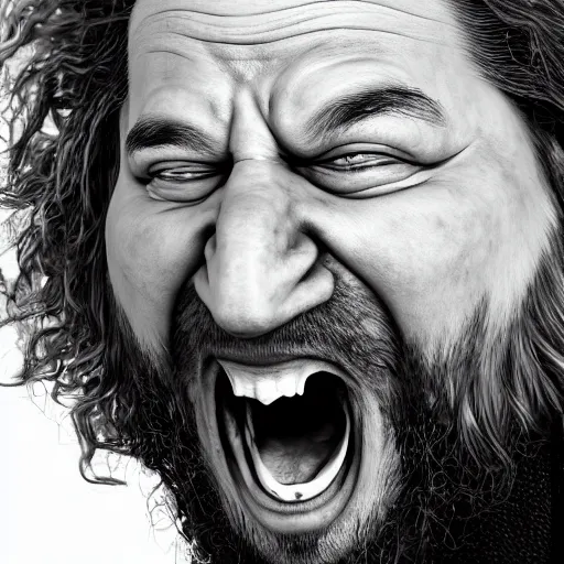 Prompt: richard stallman screaming, angry, furious, photograph, photorealistic, detailed, 8k HDR, trending on artstation,