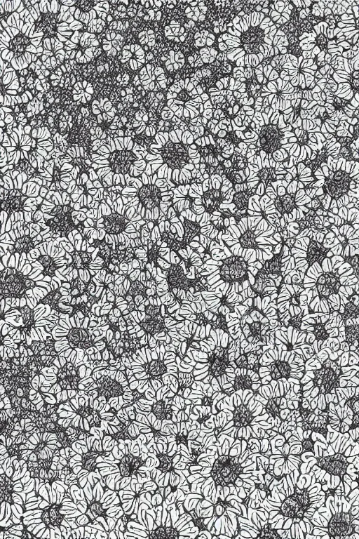 Image similar to spring flowers, happy and beautiful, by ivan marchuk, thick black lineart, anime