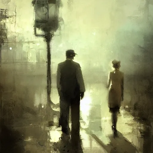 Image similar to contre - jour portrait of an old couple digital art by jeremy mann