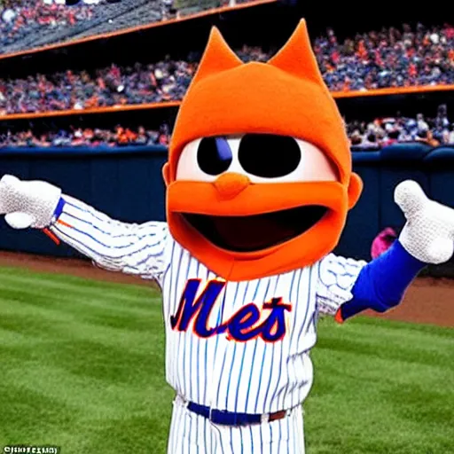 Prompt: the new NY Mets mascot Evil Met - looks like a cross between mr. met and satan