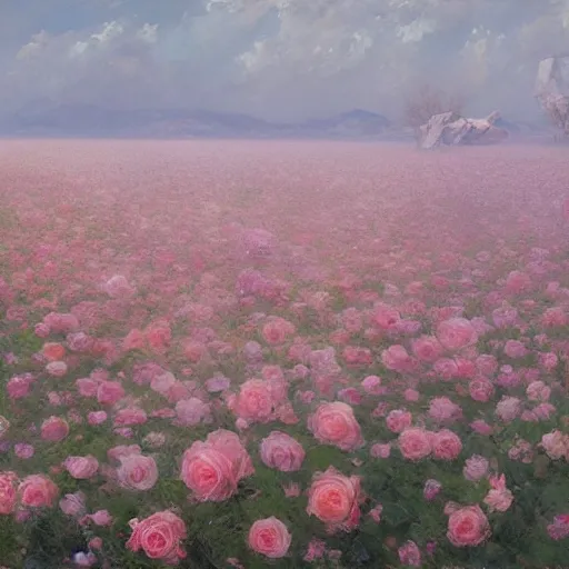 Image similar to opalescent marble hyperrealistic rose field by ruan jia and greg rutkowski