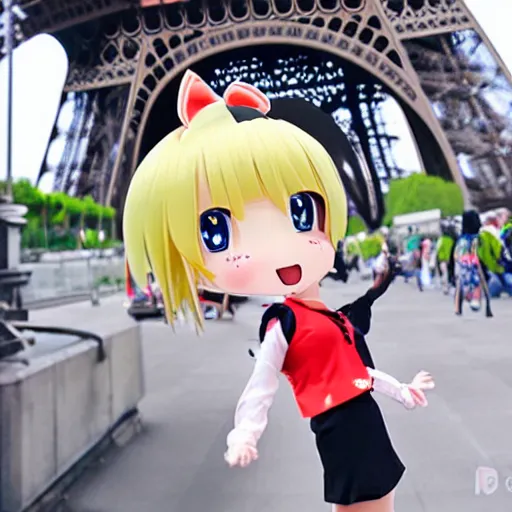 Prompt: tour - chan, anime girl mascot of eiffel tower