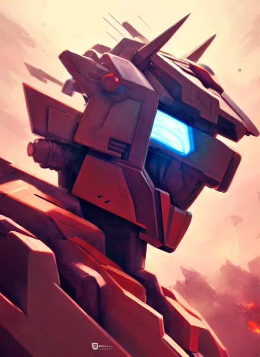 Image similar to portrait epic gundam head. highly detailed, digital painting, concept art, smooth, sharp focus, illustration, art by greg rutkowski