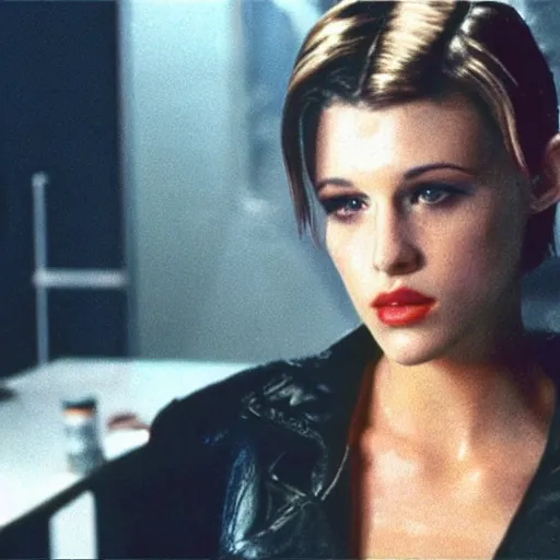 Image similar to tattoo of rachel from 1982 bladerunner smoking in tyrell's office