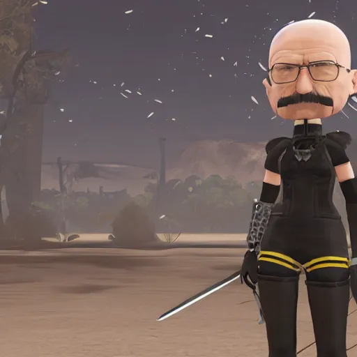 Prompt: Walter White as 2B from Nier Automata, Nier Automata, Screenshot