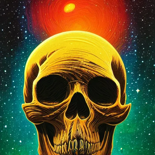 Image similar to ngc 3132 melting mysterious skull landscape by Casey Weldon, dan mumford 8k ultra high definition, upscaled, perfect composition , golden ratio, edge of the world, image credit nasa nat geo