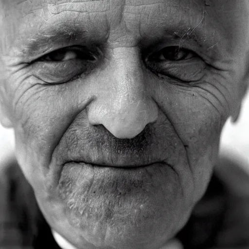 Prompt: a portrait photo close up of an italian catholic priest’s face in the style of annie leibovitz, 85mm f2 CINESTILL