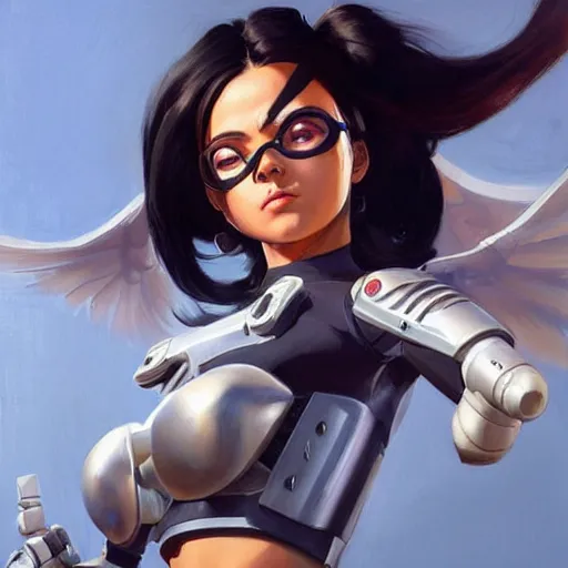 Image similar to greg manchess portrait painting of battle angel alita as overwatch character, totally whack, medium shot, asymmetrical, profile picture, organic painting, sunny day, matte painting, bold shapes, hard edges, street art, trending on artstation, by huang guangjian and gil elvgren and sachin teng