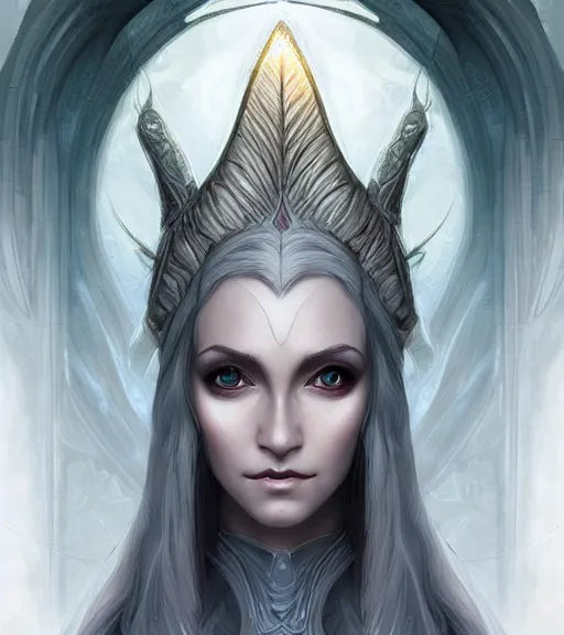 Prompt: A detailed digital art head on symmetrical fanart portrait of a distinguished elven woman by Charlie bowater and lise deharme wlop, critical role