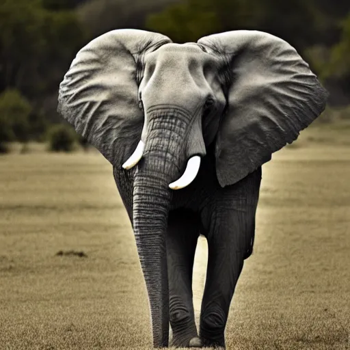 Prompt: an elephant standing on one leg, photography
